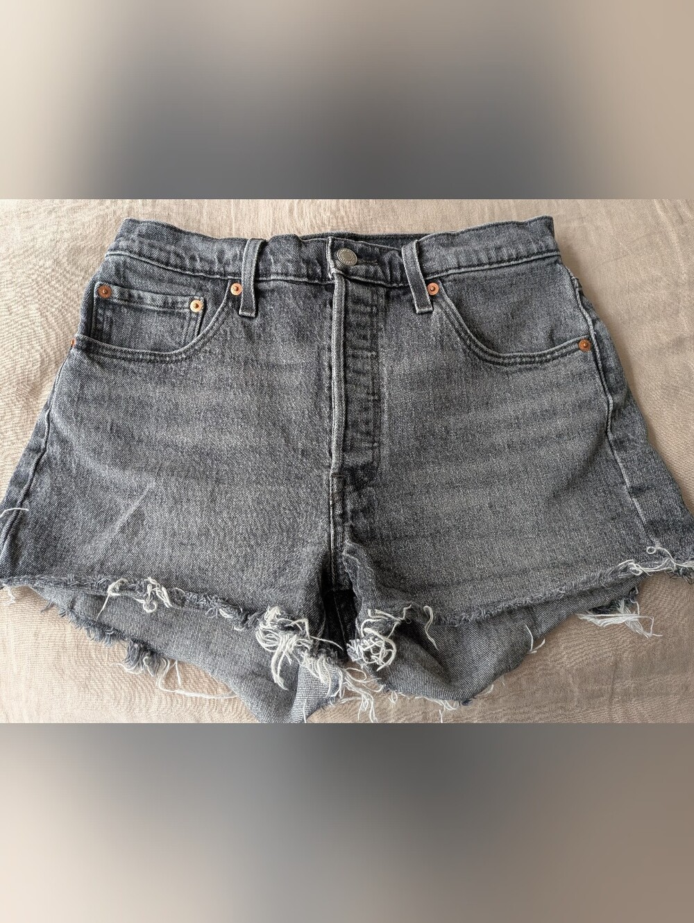 Levi's 501 Women's High-Waist Distressed Black Denim Shorts